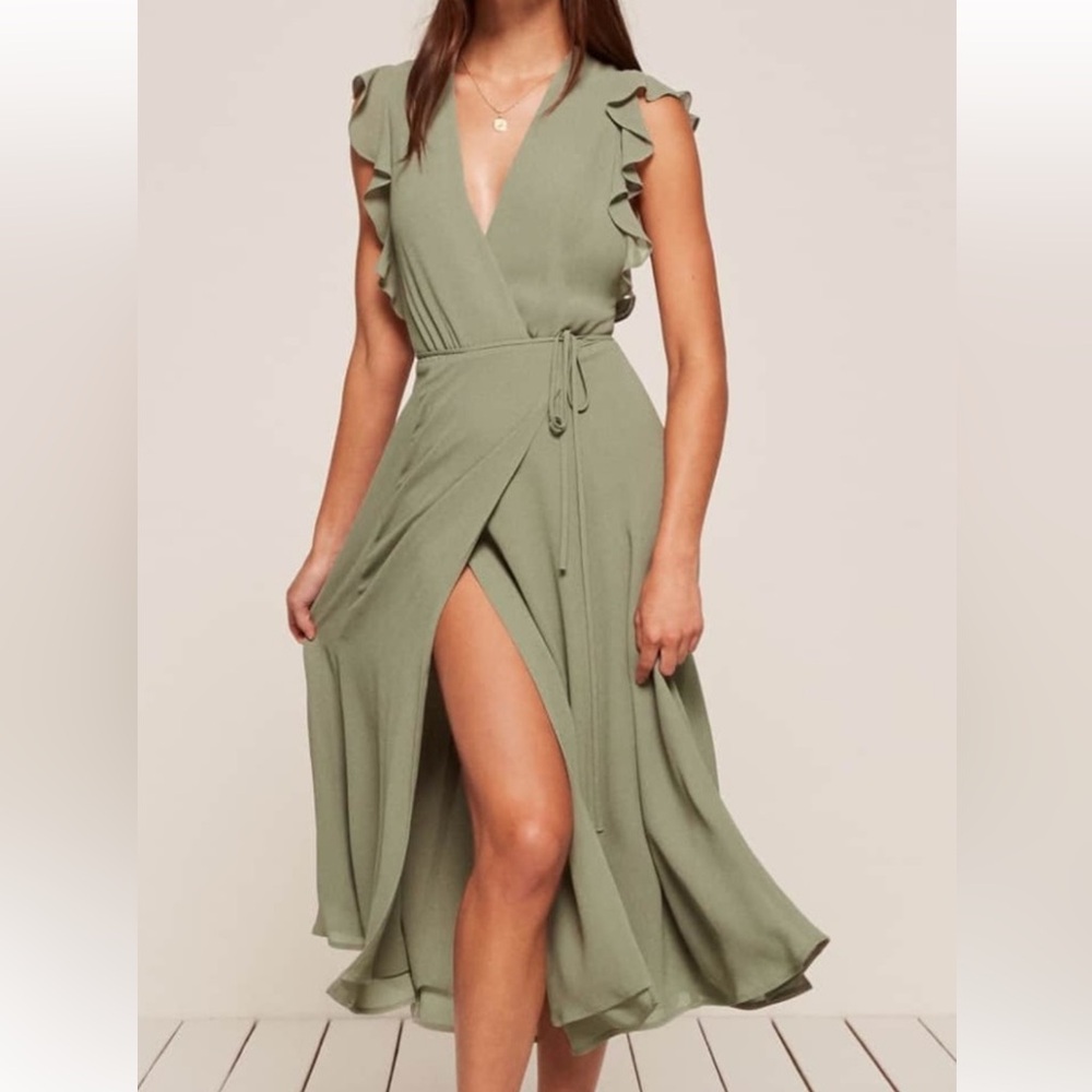 Reformation Petite Midi Hillary wrap dress